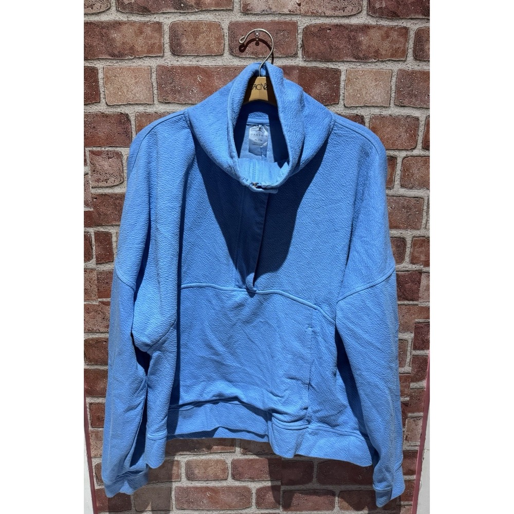 Danskin Jacket Women's Size XL Pastel Blue Athletic Collared Half Zip Pullover